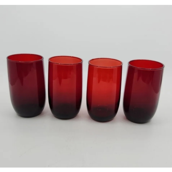 4 Vtg Anchor Hocking Royal Ruby Red Roly Poly Hand-Blown Tumbler Glasses - 8 oz - Picture 9 of 9
